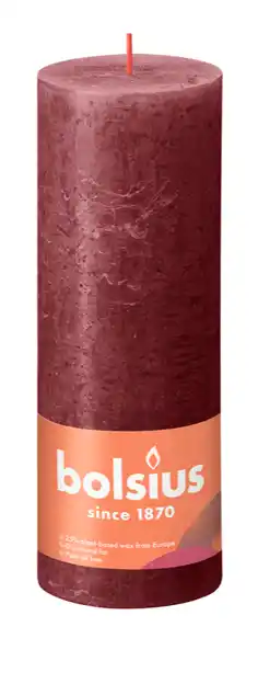 De Online Drogist Bolsius Rustiek Stompkaars Red Velvet 190/68 aanbieding