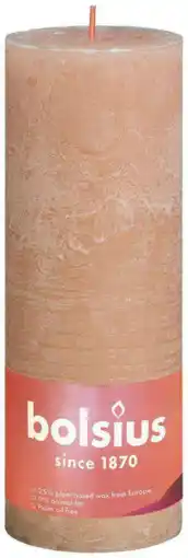De Online Drogist Bolsius Rustiek Stompkaars Misty Pink 190/68 aanbieding