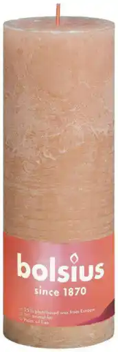 De Online Drogist Bolsius Rustiek Stompkaars Misty Pink 190/68 aanbieding