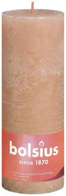 De Online Drogist Bolsius Rustiek Stompkaars Misty Pink 190/68 aanbieding