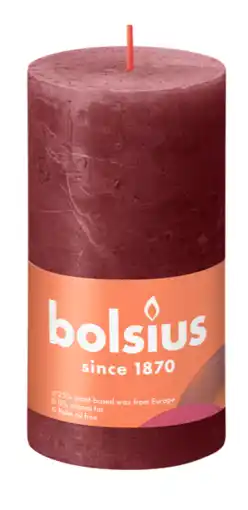 De Online Drogist Bolsius Rustiek Stompkaars Red Velvet 130/68 aanbieding
