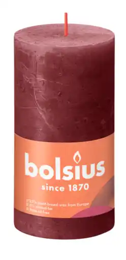 De Online Drogist Bolsius Rustiek Stompkaars Red Velvet 130/68 aanbieding