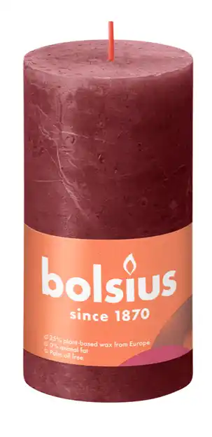 De Online Drogist Bolsius Rustiek Stompkaars Red Velvet 130/68 aanbieding