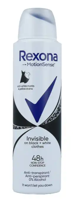 De Online Drogist Rexona Deodorantspray Invisible Black & White aanbieding