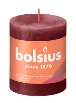 De Online Drogist Bolsius Rustiek Stompkaars Velvet Red 80/68 aanbieding