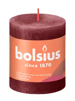 De Online Drogist Bolsius Rustiek Stompkaars Velvet Red 80/68 aanbieding
