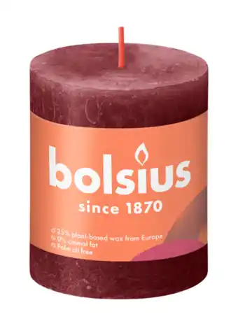 De Online Drogist Bolsius Rustiek Stompkaars Velvet Red 80/68 aanbieding