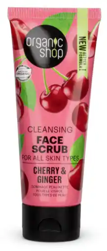 De Online Drogist Organic Shop Cherry & Ginger Cleansing Face Scrub aanbieding