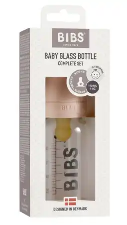 De Online Drogist Bibs Glazen Babyfles Complete Set Blush 110 ml aanbieding