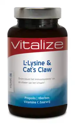 De Online Drogist Vitalize L-Lysine en Cats Claw Tabletten aanbieding