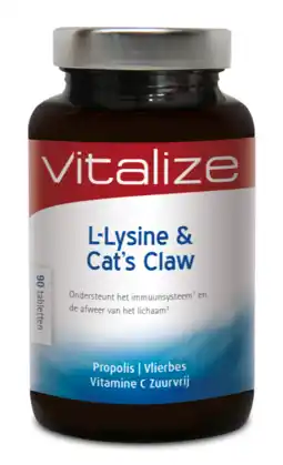 De Online Drogist Vitalize L-Lysine en Cats Claw Tabletten aanbieding