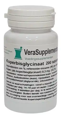 De Online Drogist VeraSupplements Koperbisglycinaat Tabletten aanbieding