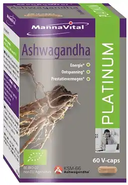 De Online Drogist MannaVital Ashwagandha Platinum Vegacaps 60st aanbieding