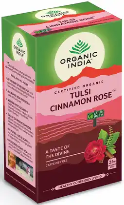De Online Drogist Organic India Thee Tulsi Cinnamon Rose aanbieding