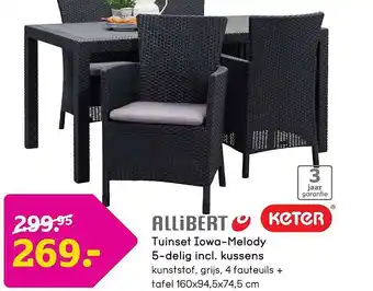 Leen Bakker Allibert Tuinset Iowa-Melody 5-Delig Incl. Kussens aanbieding