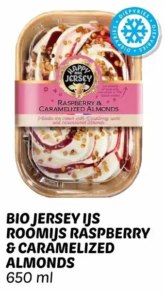 Dekamarkt Bio Jersey Ijs Roomijs Raspberry & Caramelized Almonds aanbieding