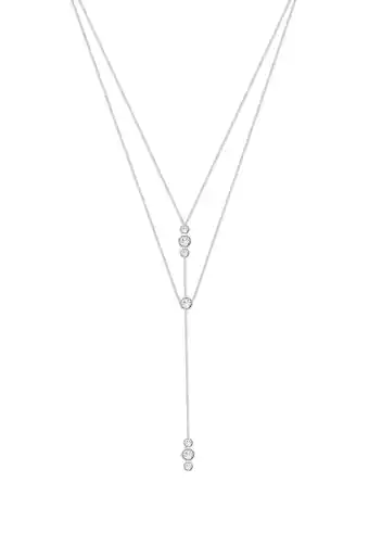 Douglas Elli Dames Y-Ketting Geo Laag met Kristallen in 925 Sterling Zilver aanbieding