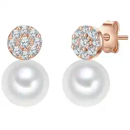 Douglas Valero Pearls Oorbellen Sterling zilver Zirkonia Gekweekte zoetwaterparels in Roségoud aanbieding