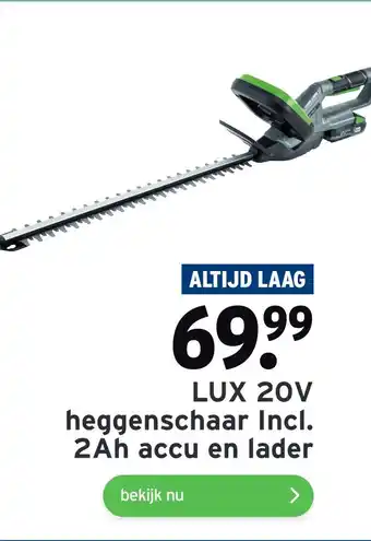 GAMMA LUX 20V heggenschaar Incl. 2Ah accu en lader aanbieding