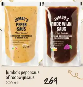 Jumbo Jumbo's pepersaus of rodewijnsaus aanbieding