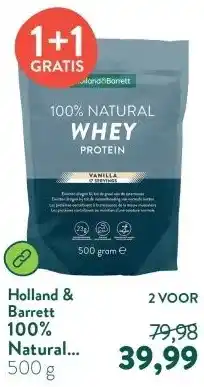 Holland & Barrett 100% Natural Whey Protein Vanilla aanbieding