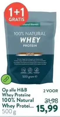 Holland & Barrett 100% Natural Whey Protein Cacao aanbieding