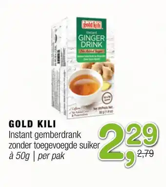 Amazing Oriëntal Gold kili instant gemberdrank zonder toegevoegde suiker 50 g aanbieding