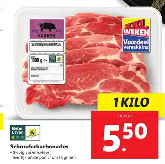 Lidl Schouderkarbonade 1kg aanbieding