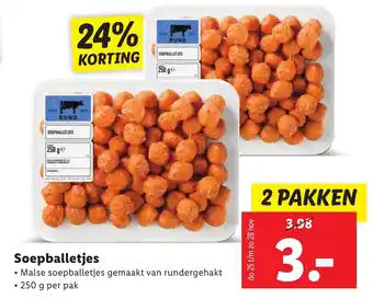 Lidl Soepballetjes 2*250g aanbieding