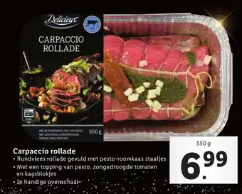 Lidl Delicieux Carpacciorollade 550g aanbieding