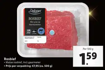 Lidl Delicieux Rosbief 100g aanbieding