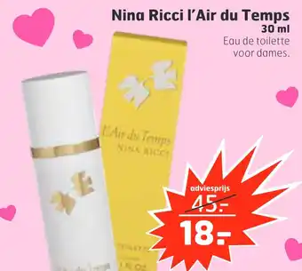 Trekpleister Nina ricci l'air du temps 30 ml aanbieding