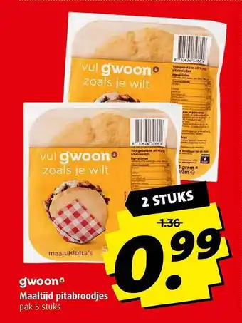Boni Gwoonº maaltijd pitabroodjes aanbieding