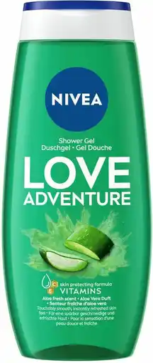 De Online Drogist Nivea Love Adventure Aloë Showergel 250ML aanbieding