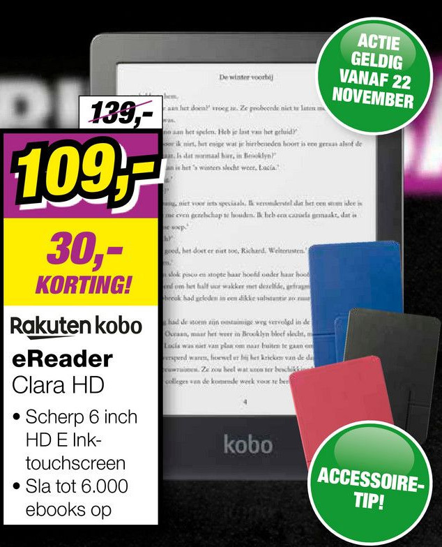 Kobo Clara HD ereader aanbieding bij EP