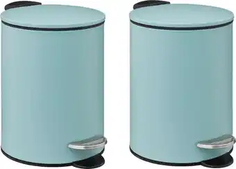 Bol.com 5Five kleine pedaalemmer - 2x - metaal - ijsblauw - 3L - 16 x 25 cm - Badkamer - Badkamer/toilet aanbieding