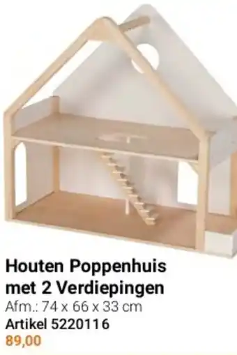 Lobbes Houten poppenhuis met 2 verdiepingen aanbieding