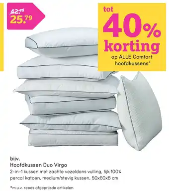 Leen Bakker Hoofdkussen duo virgo 50x60x8 cm aanbieding