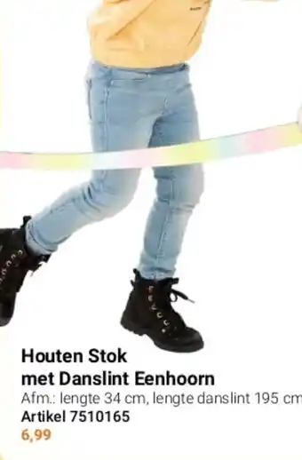 Lobbes Houten stok met danslint eenhoorn aanbieding