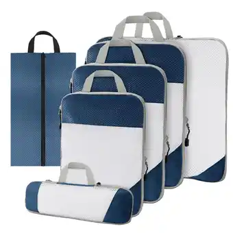 ANWB Thousandtravelmiles Compression Packing Cubes 6 stuk N Blauw Donker Blauw aanbieding