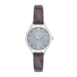 Douglas Trilani Quartz horloge in Zilver Echt leer in Grijs aanbieding