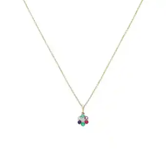 Lucardi 14 Karaat gouden collier bloem diamant(0,025ct) aanbieding