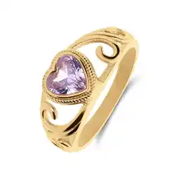 Lucardi Stalen goldplated vintage ring met paars hart aanbieding