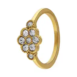 Lucardi Stalen goldplated ring vintage bloem wit aanbieding