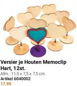 Lobbes Versier je Houten Memoclip Hart, 12st. aanbieding