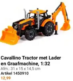 Lobbes Cavallino Tractor met Lader en Graafmachine, 1:32 aanbieding