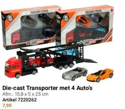 Lobbes Die-cast Transporter met 4 Auto's aanbieding