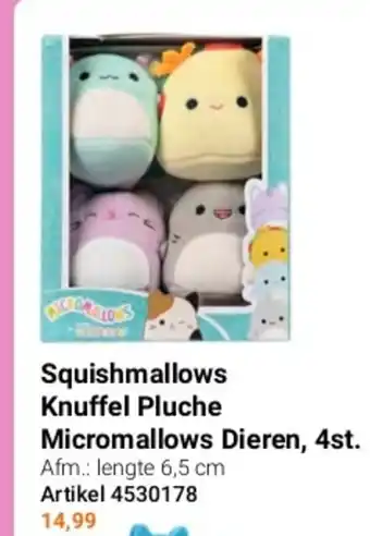 Lobbes Squishmallows Knuffel Pluche Micromallows Dieren, 4st. aanbieding