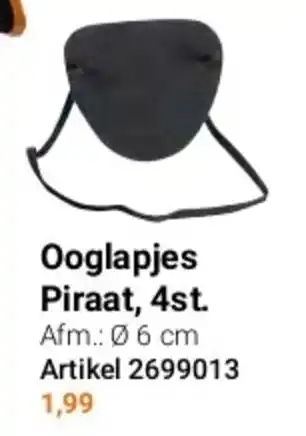 Lobbes Ooglapjes Piraat, 4st. aanbieding