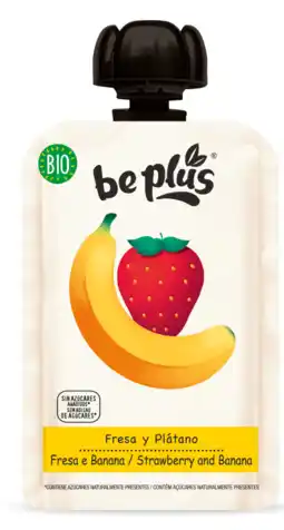 De Online Drogist Be Plus Knijpfruit Strawberry & Banana aanbieding